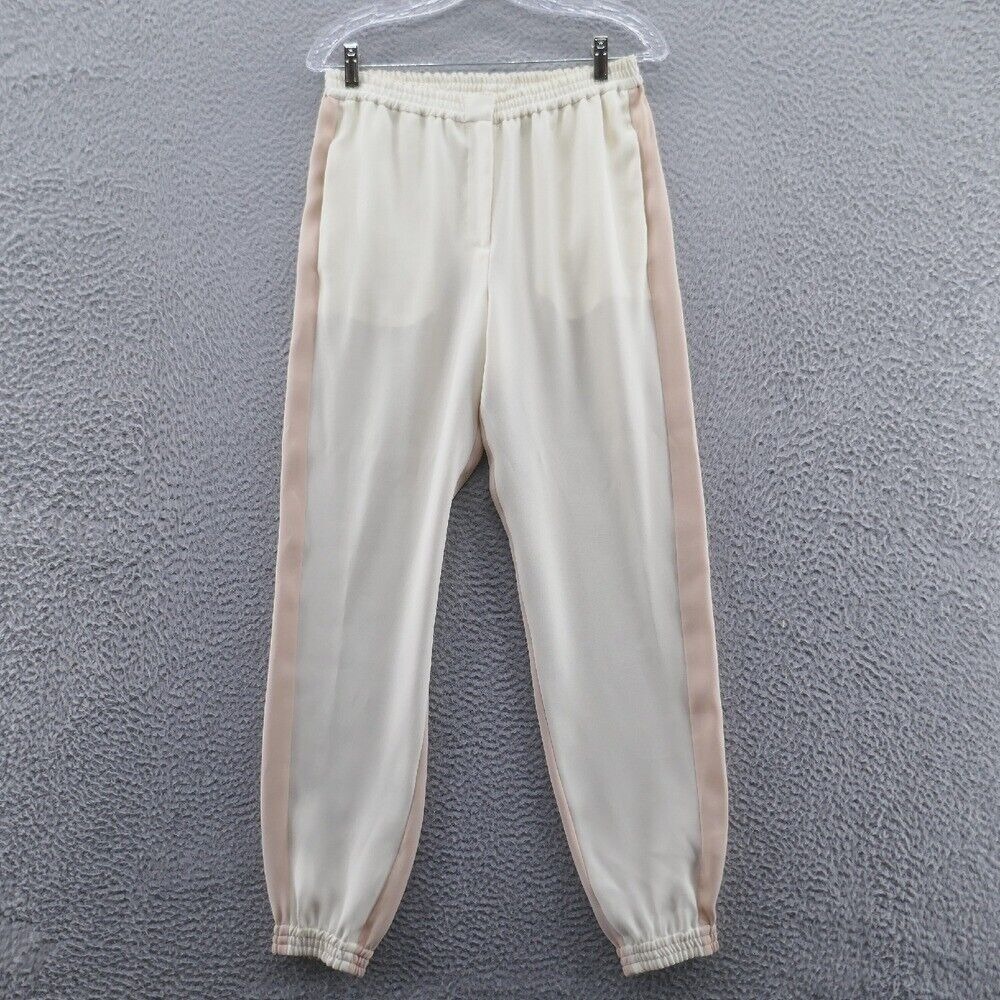 Cedric Charlier Womens Dressy Jogger Pants 6‎ Cream Pink High Rise Italian Made